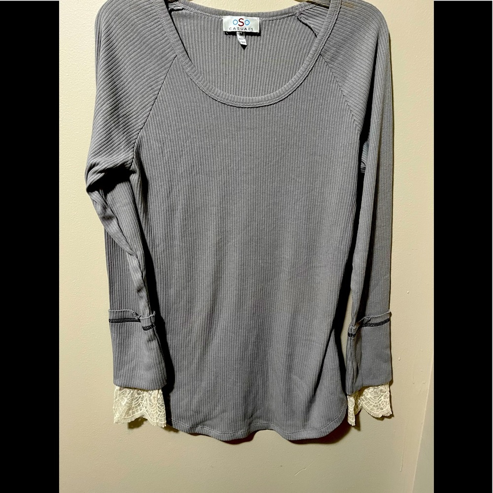 OSO Casuals-Lace Cuffed Top-Medium